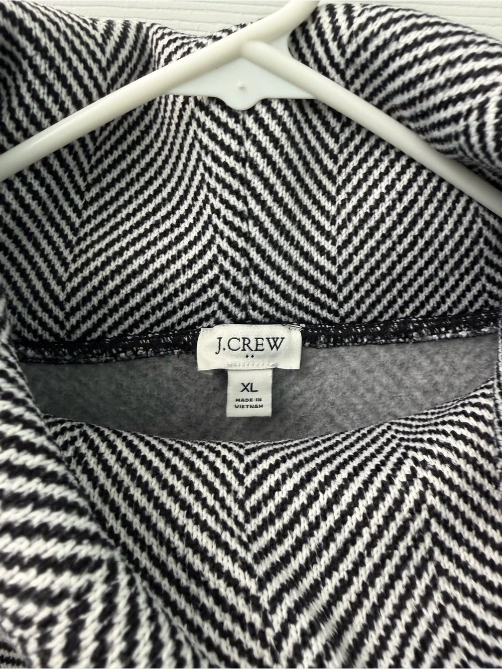 J.Crew Women's Black & White Chevron Funnel Neck  Sweater - size XL